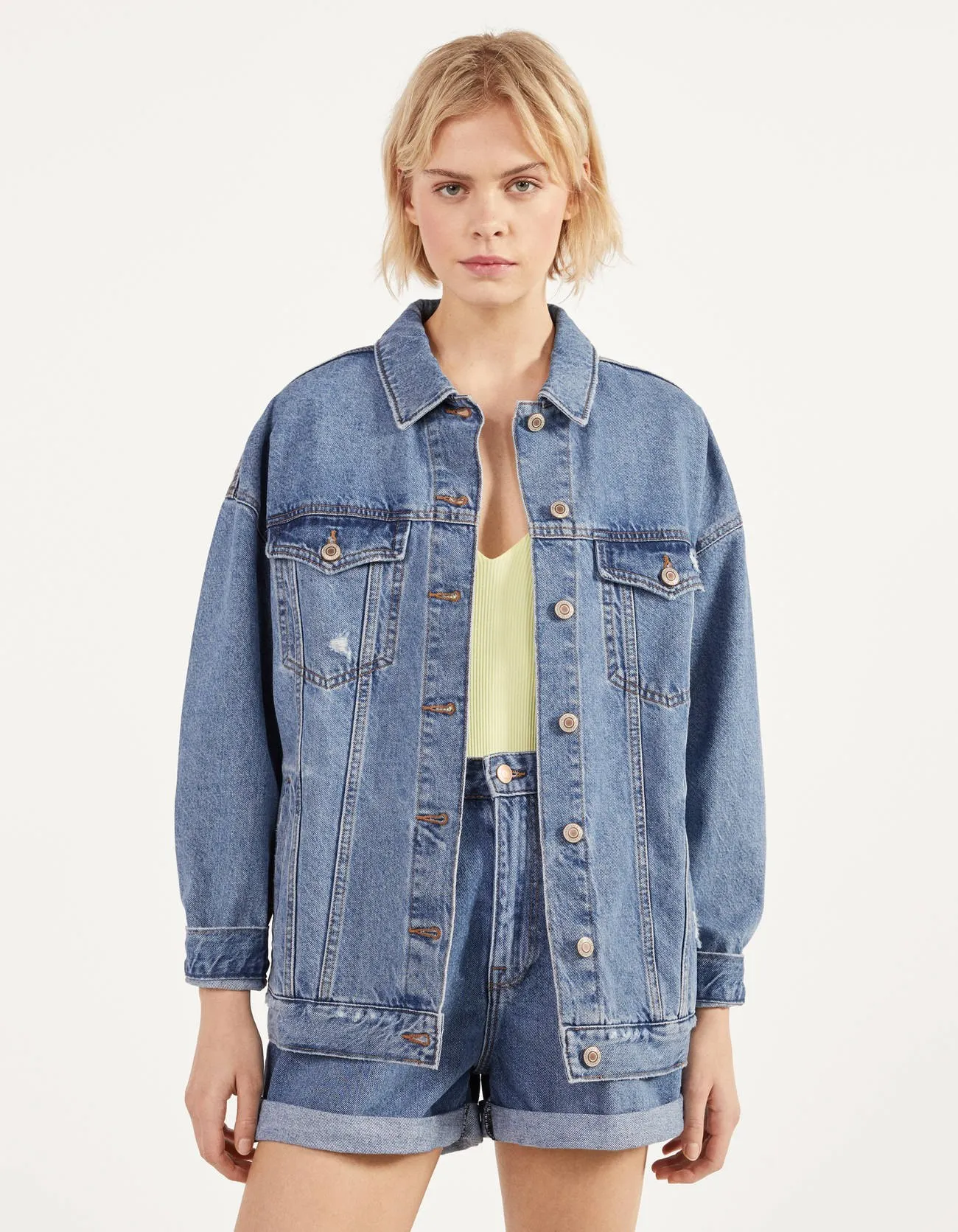 Oversize-Jeansjacke · Mid Blue Denim