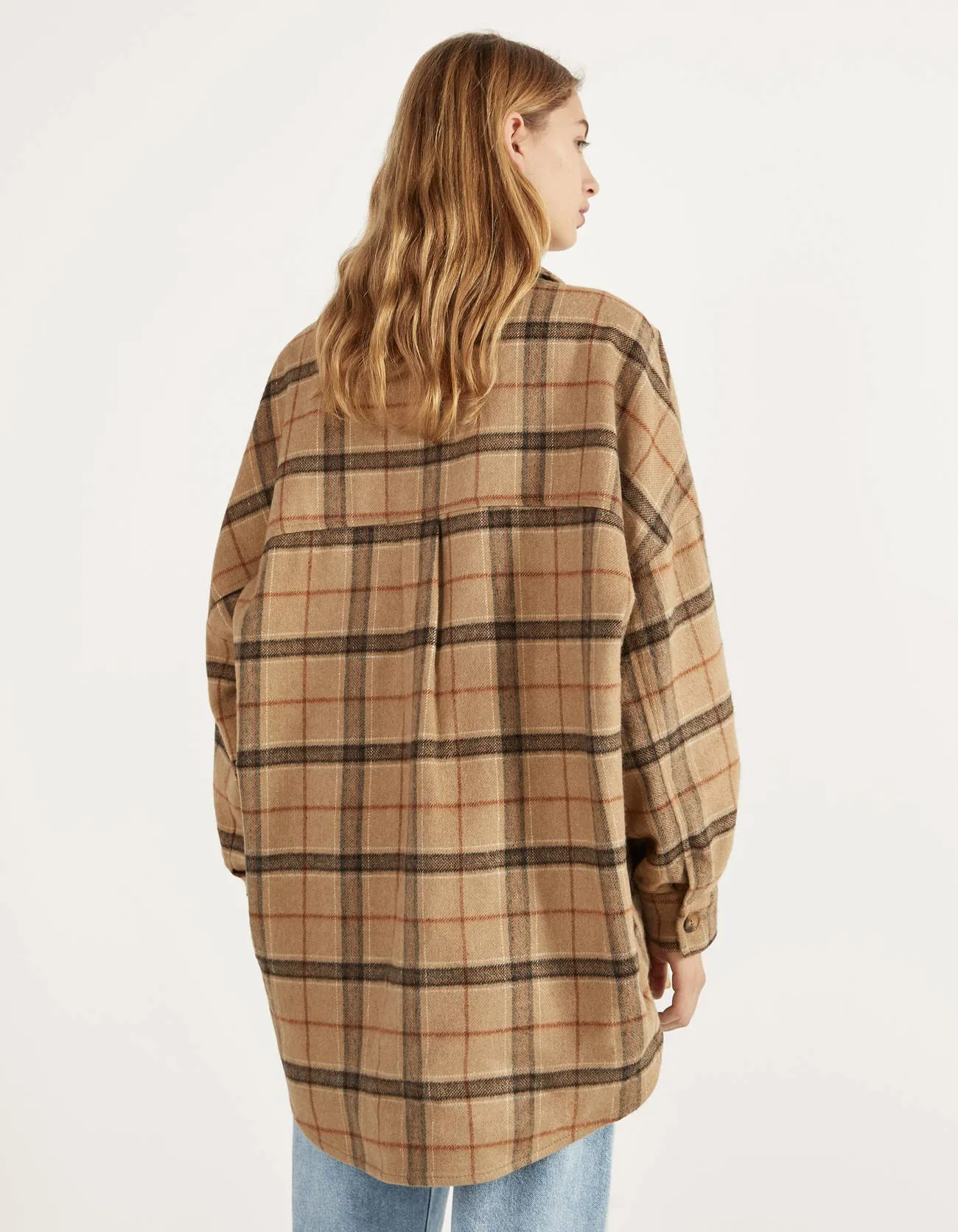 Hemdjacke mit Karomuster · Beige