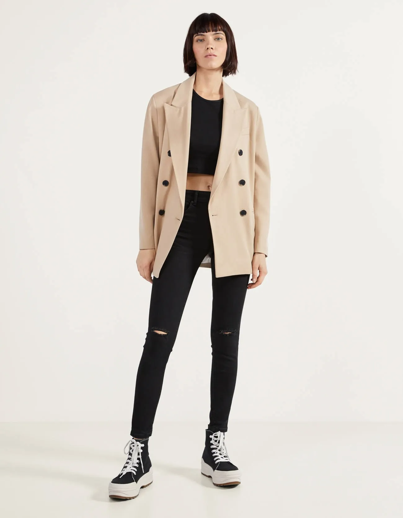 Gerade geschnittener Blazer · Beige
