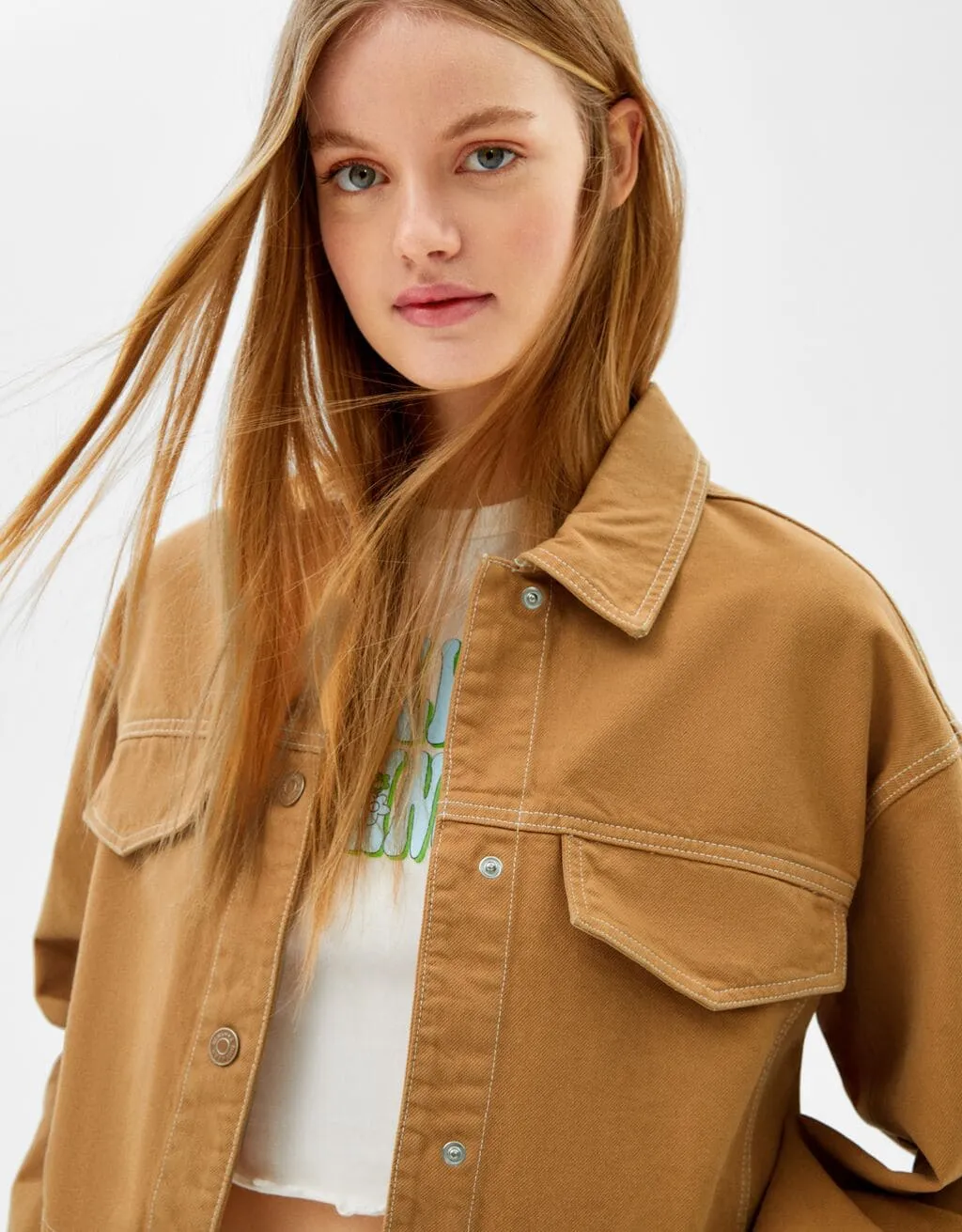 Truckerjacke aus Baumwolle mit Kontrastfarbe