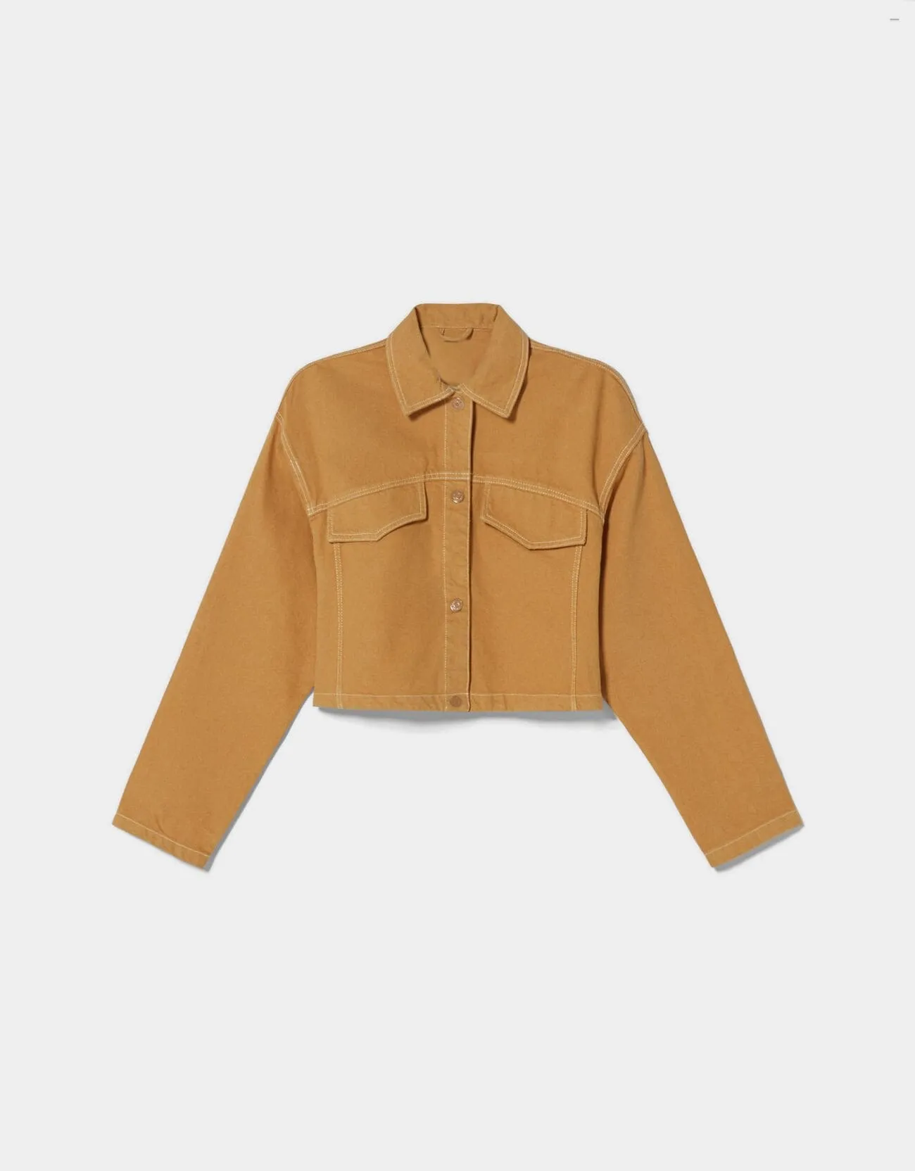 Truckerjacke aus Baumwolle mit Kontrastfarbe · Camel