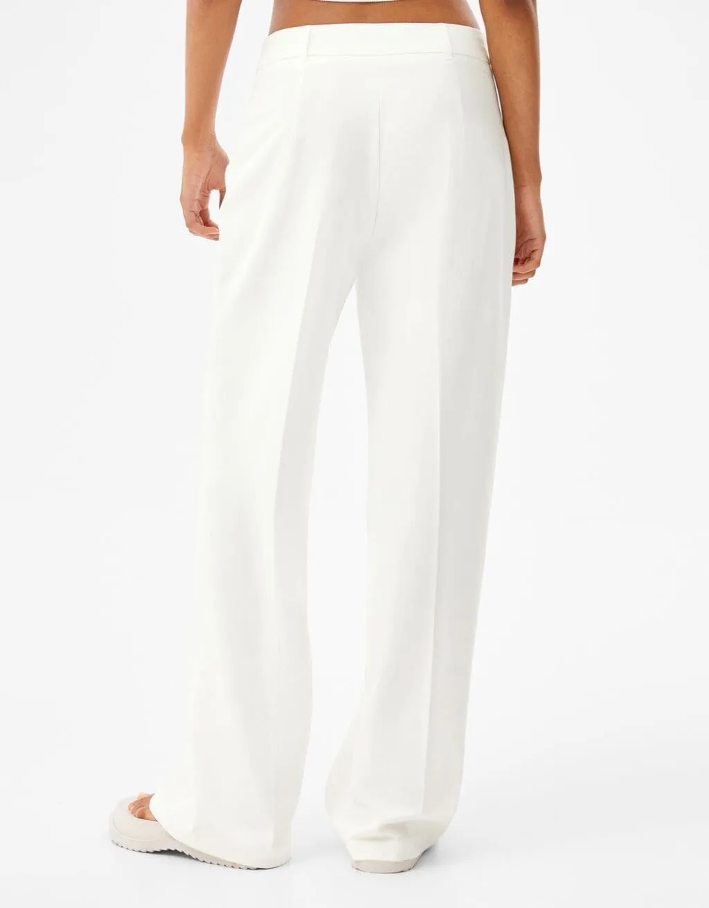 Wide-Leg-Hose mit Gürtelschlaufen · Weiß