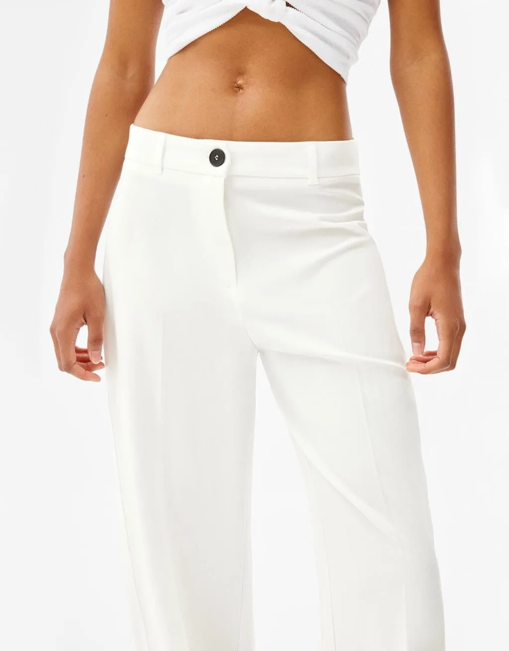 Wide-Leg-Hose mit Gürtelschlaufen · Weiß