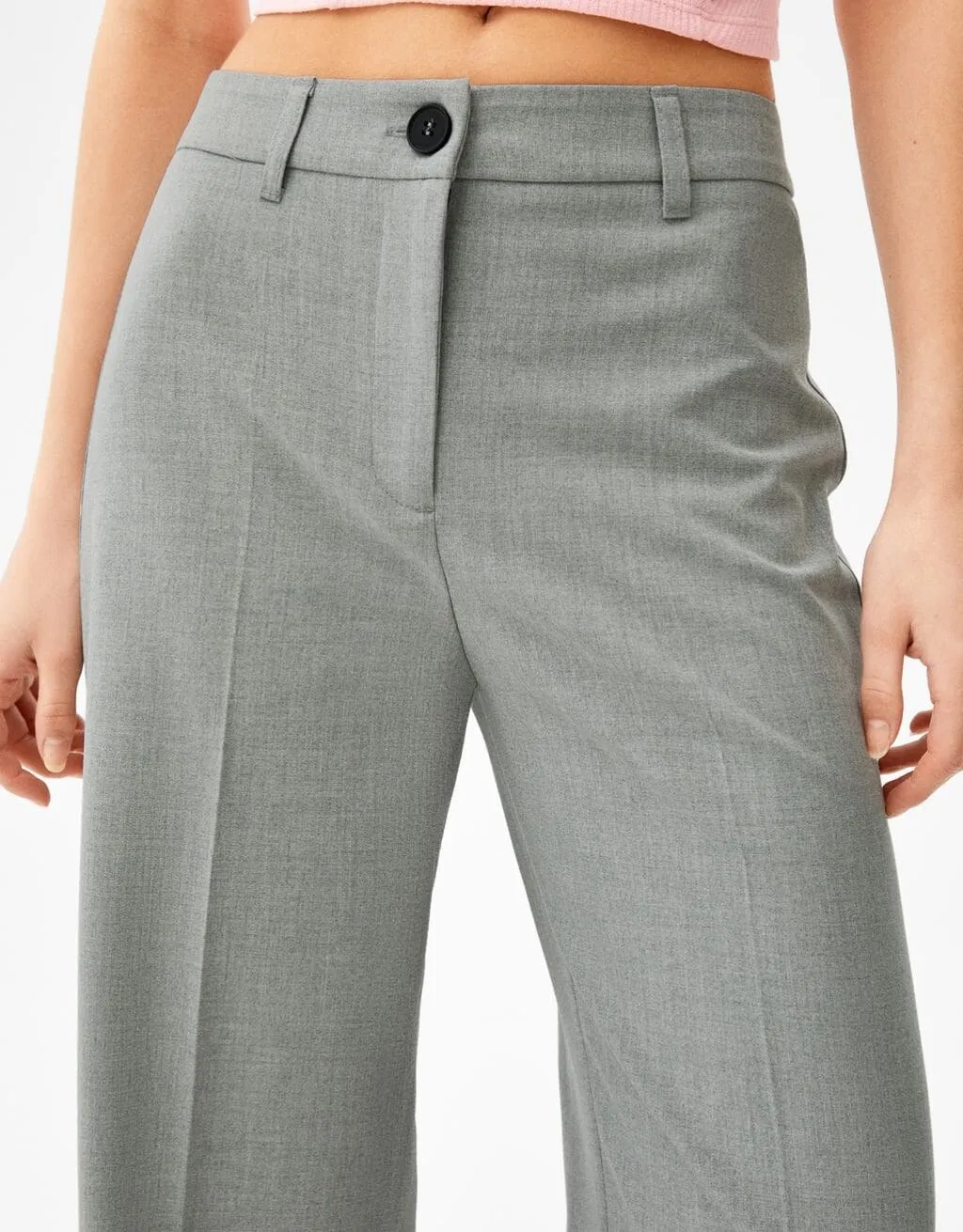 Wide-Leg-Hose mit Gürtelschlaufen · Grau