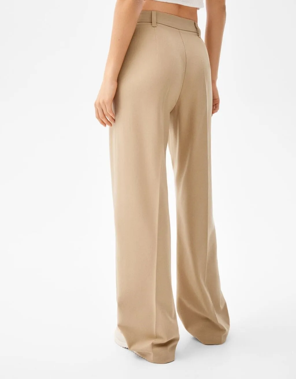 Wide-Leg-Hose mit Gürtelschlaufen · Camel
