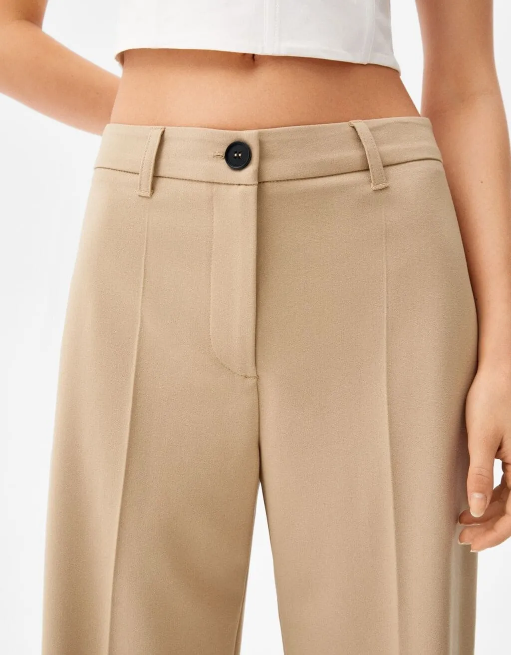 Wide-Leg-Hose mit Gürtelschlaufen · Camel