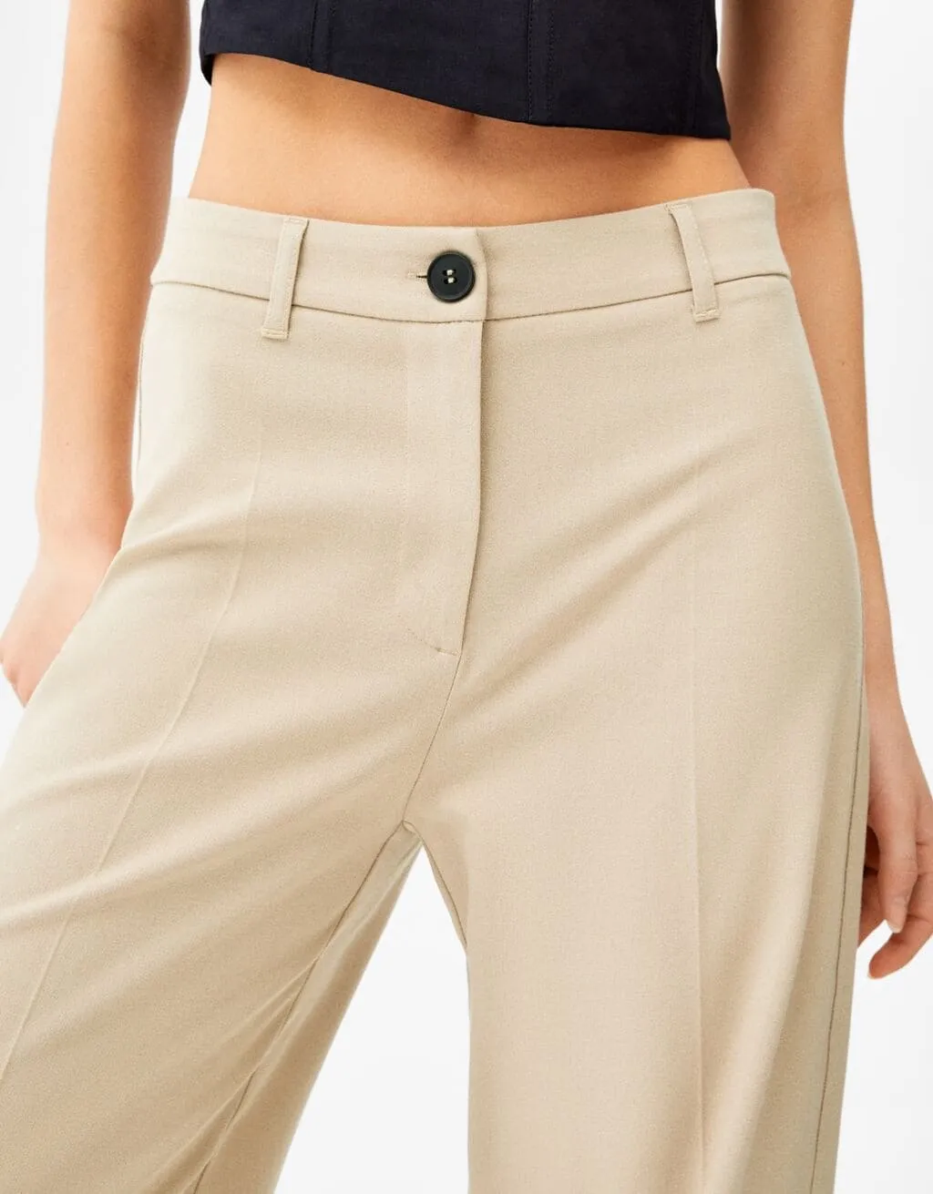 Wide-Leg-Hose mit Gürtelschlaufen · Sand