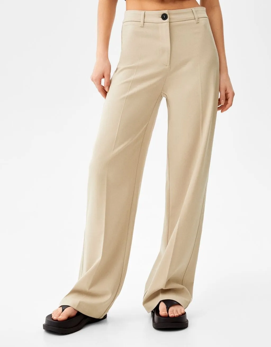 Wide-Leg-Hose mit Gürtelschlaufen · Sand