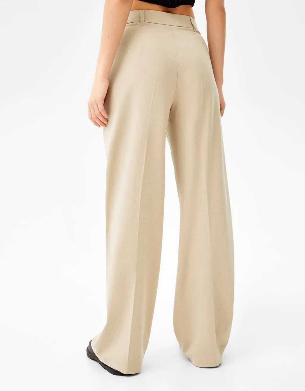 Wide-Leg-Hose mit Gürtelschlaufen · Sand