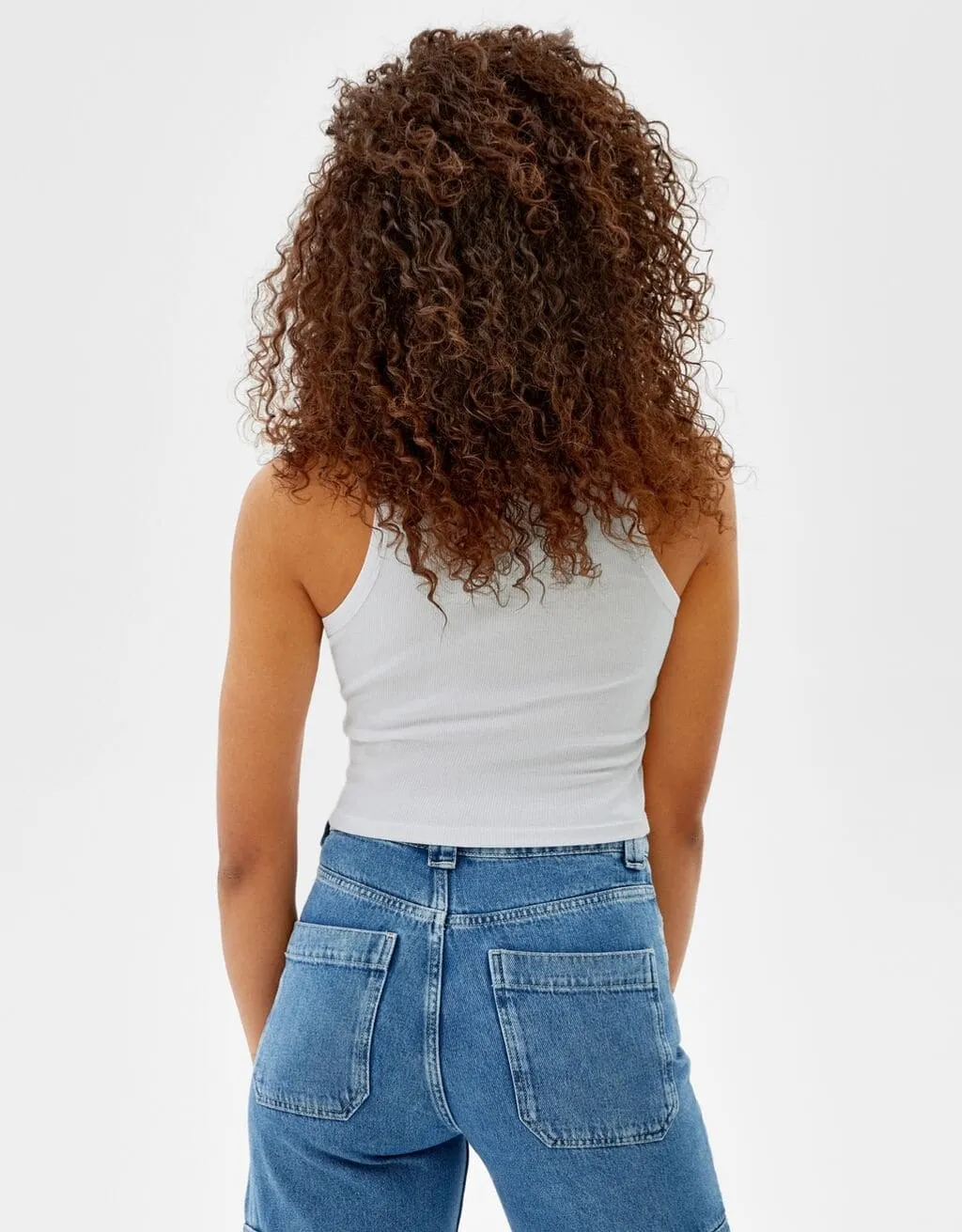 Doppelpack Ärmellose Shirts mit Patentmuster · Weiß