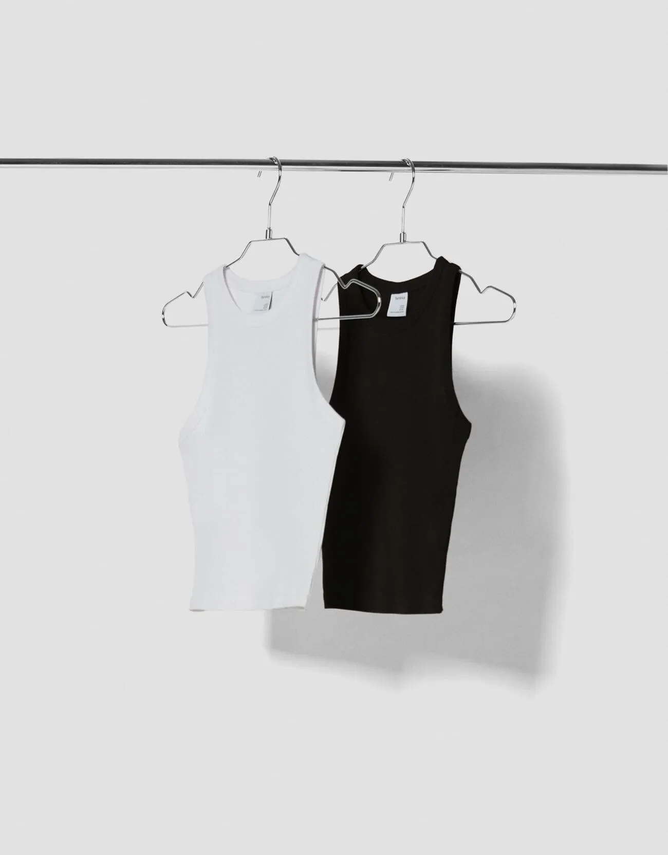 Doppelpack Ärmellose Shirts mit Patentmuster · Weiß