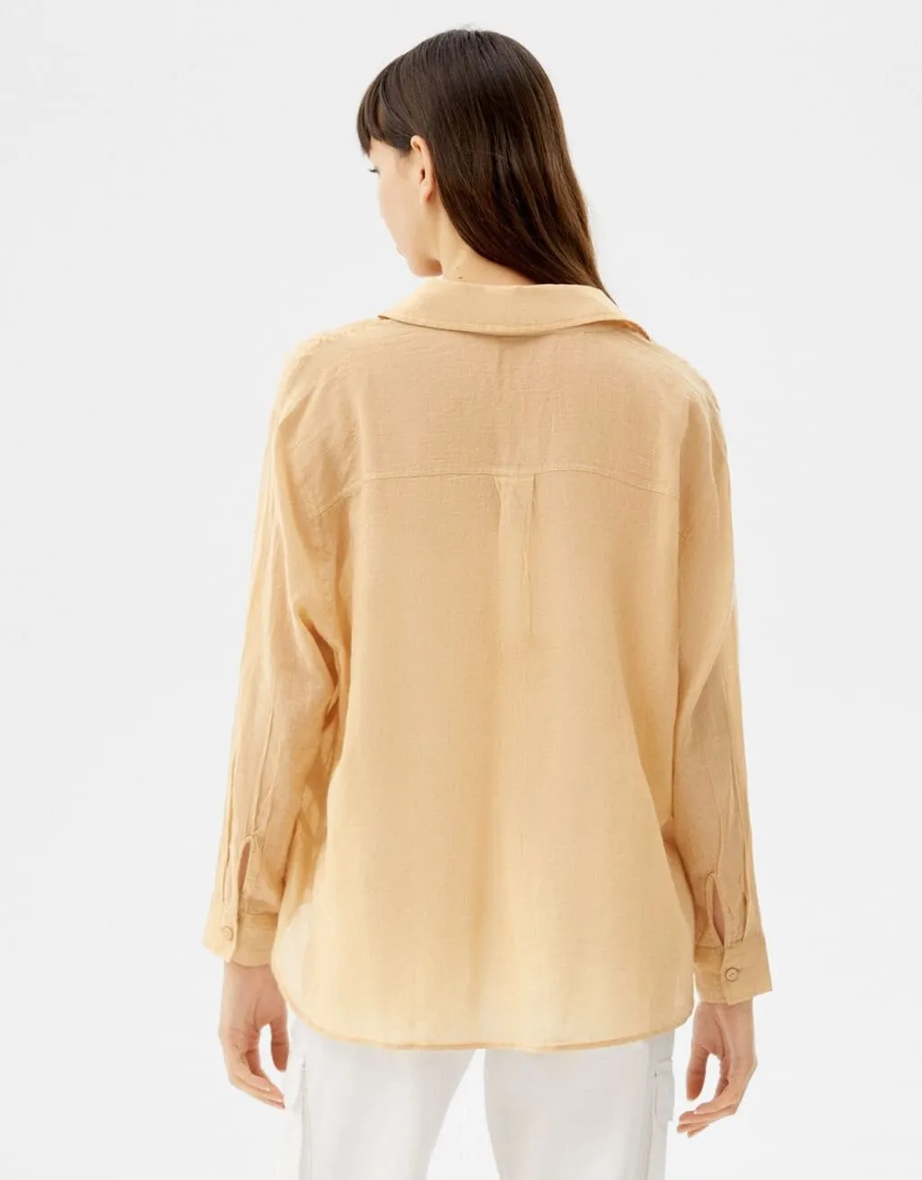 Oversize-Langarmhemd im rustikalen Look · Sand