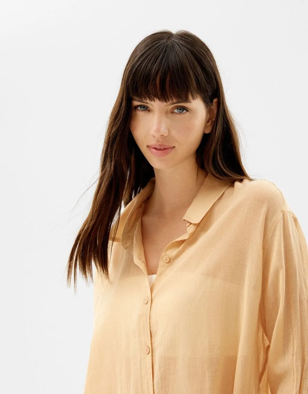 Oversize-Langarmhemd im rustikalen Look · Sand