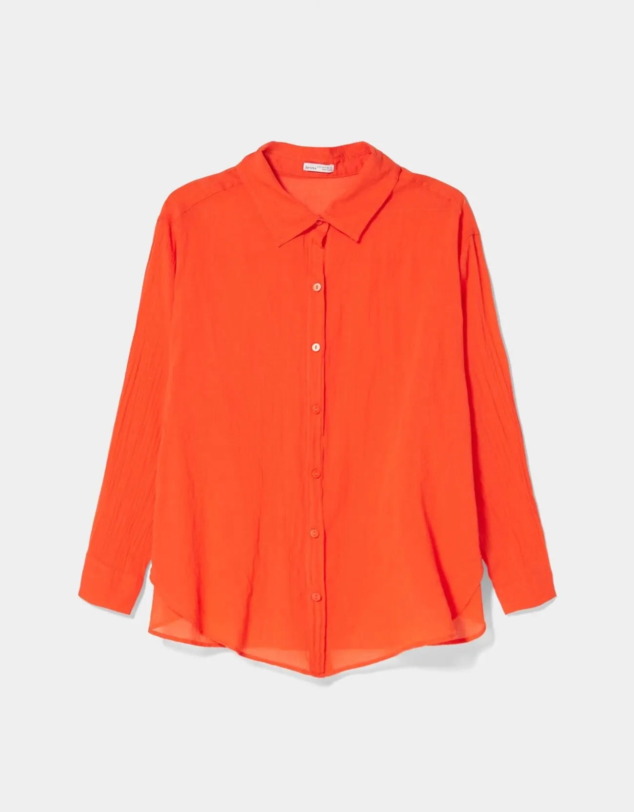 Oversize-Langarmhemd im rustikalen Look · Rot