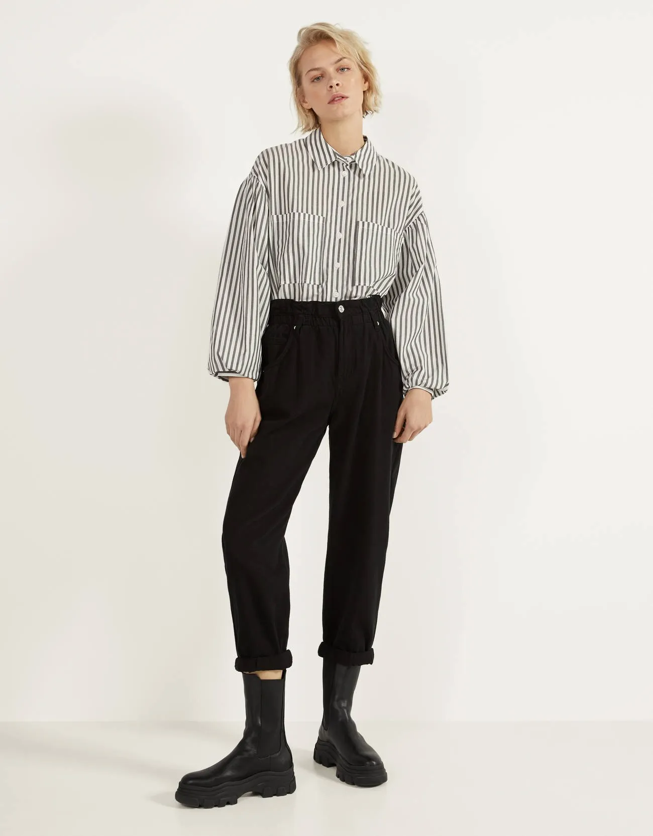Gestreiftes Damen Hemd · Weiß