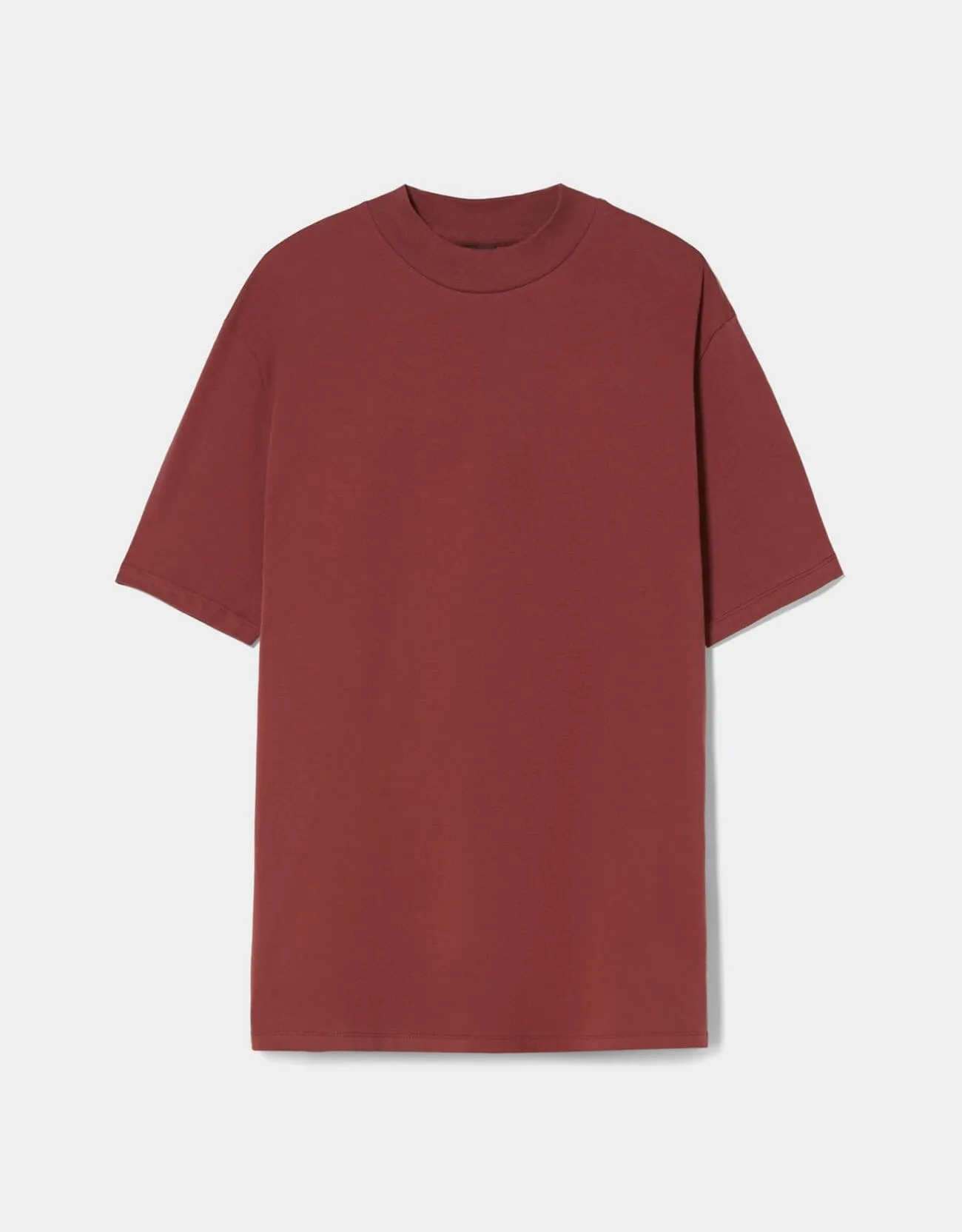 T-Shirt im Slim-Fit mit geripptem Stehkragen · Rot