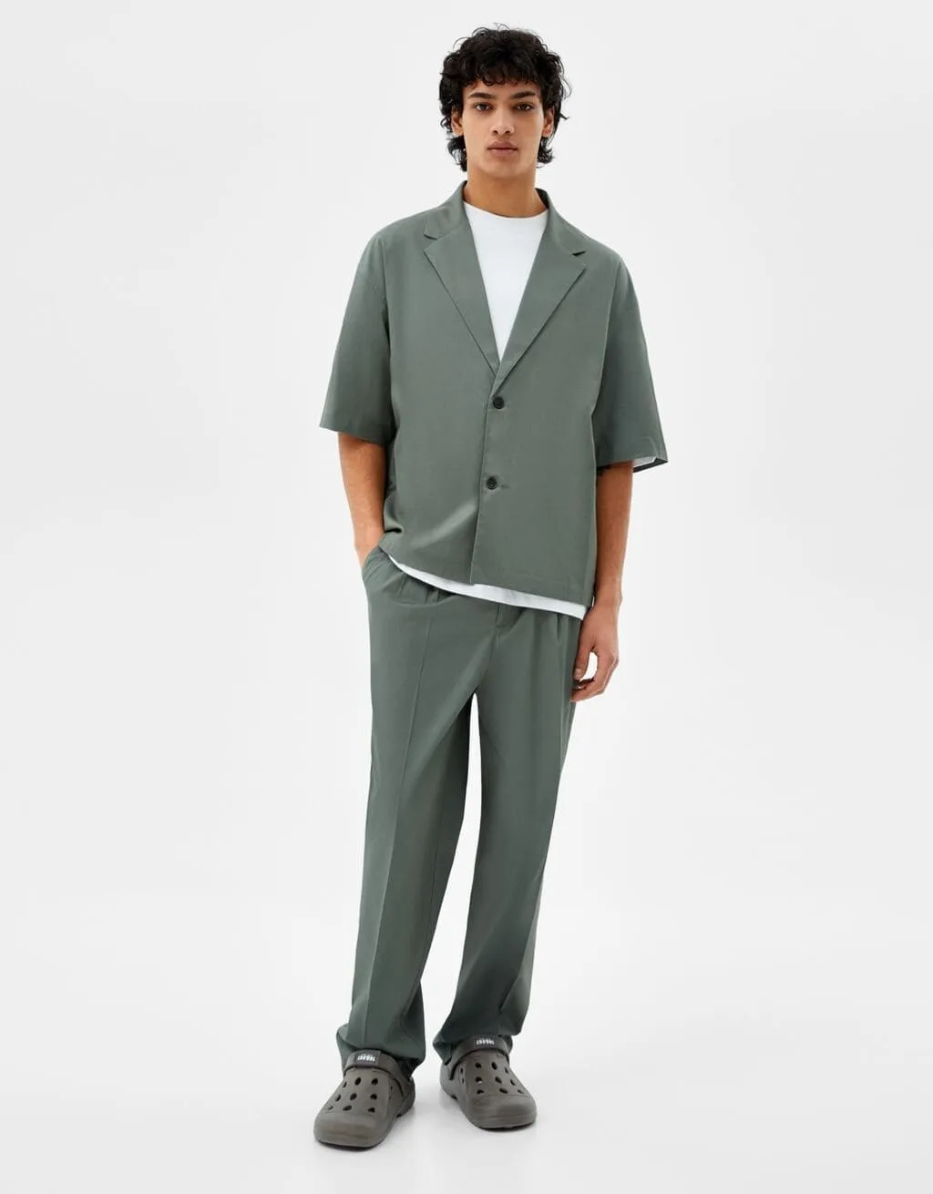 Oversize-Hemd aus Lyocell · Salbeigrün