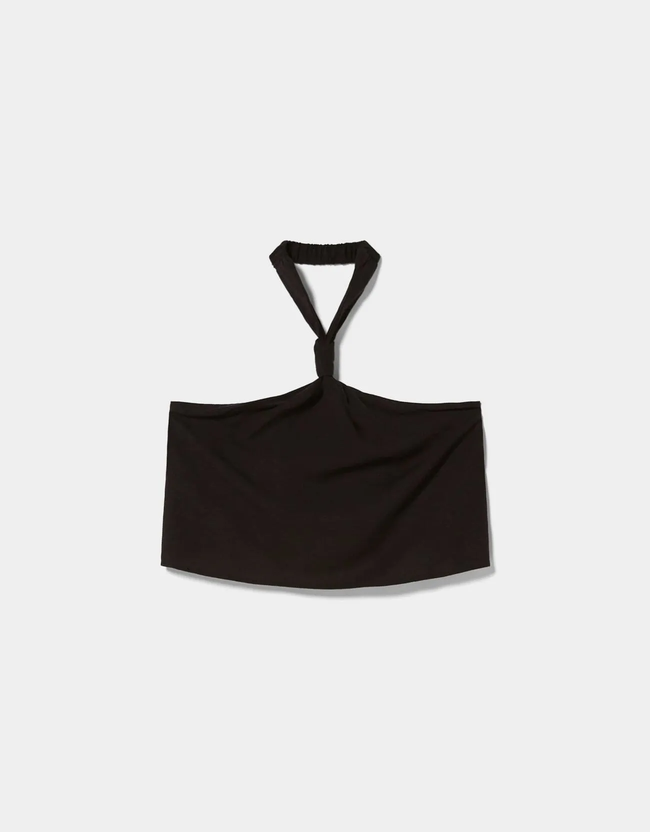 Cropped-Leinentop mit Neckholder · Schwarz