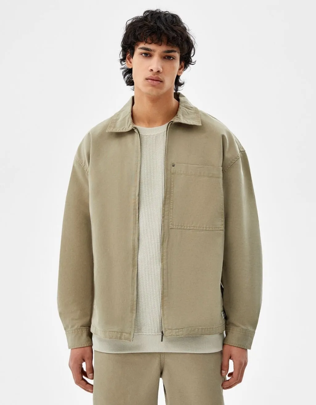 Baumwolljacke mit Reißverschluss · Khaki