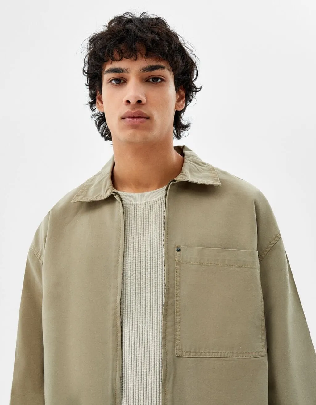 Baumwolljacke mit Reißverschluss · Khaki