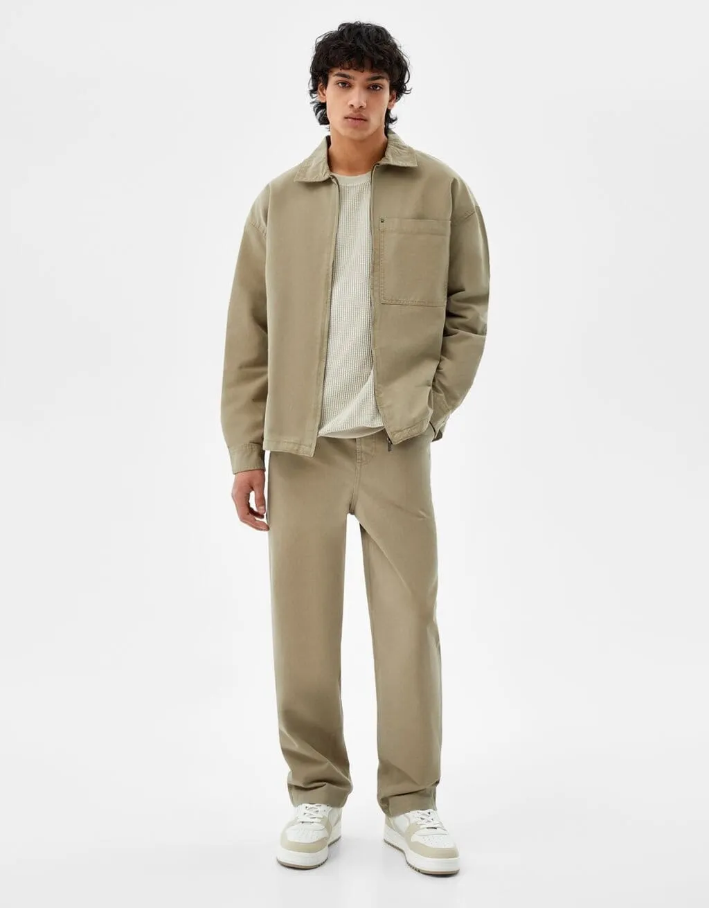 Baumwolljacke mit Reißverschluss · Khaki
