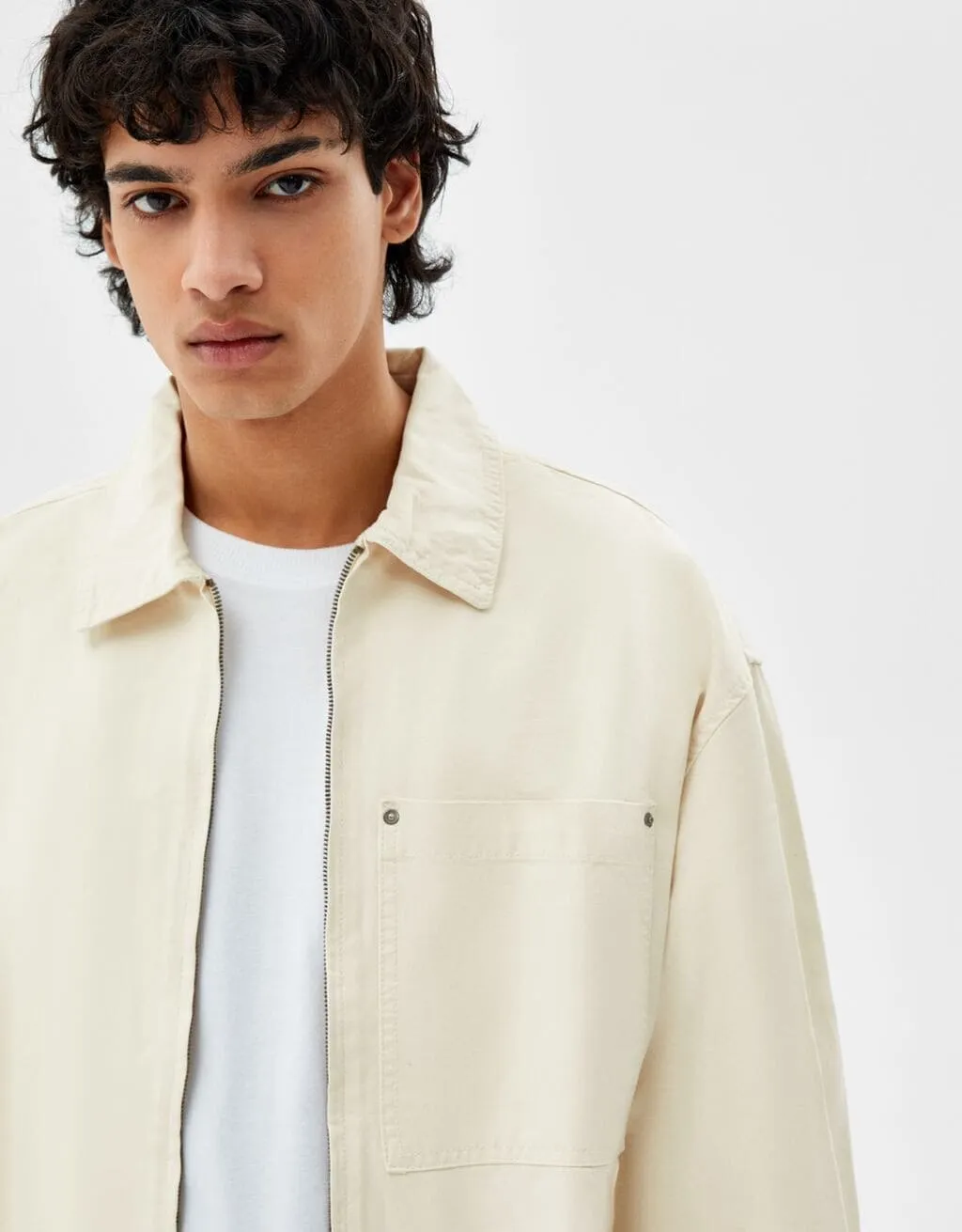 Baumwolljacke mit Reißverschluss · Sand