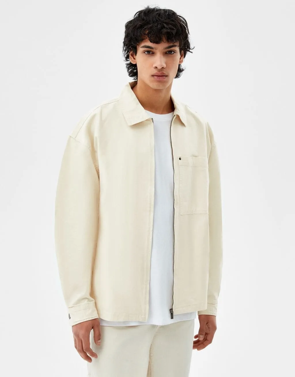 Baumwolljacke mit Reißverschluss · Sand