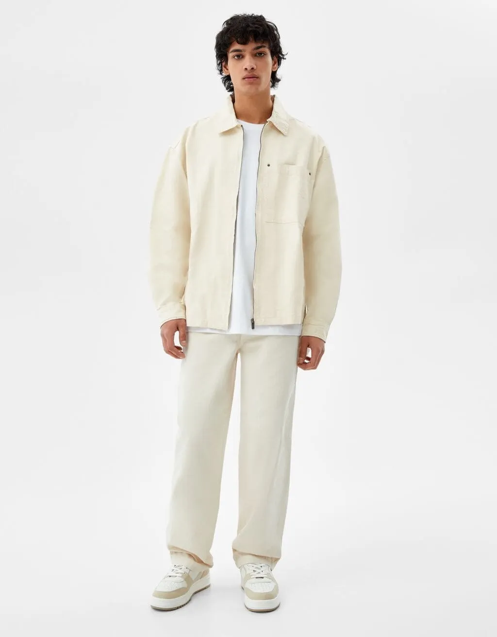 Baumwolljacke mit Reißverschluss · Sand