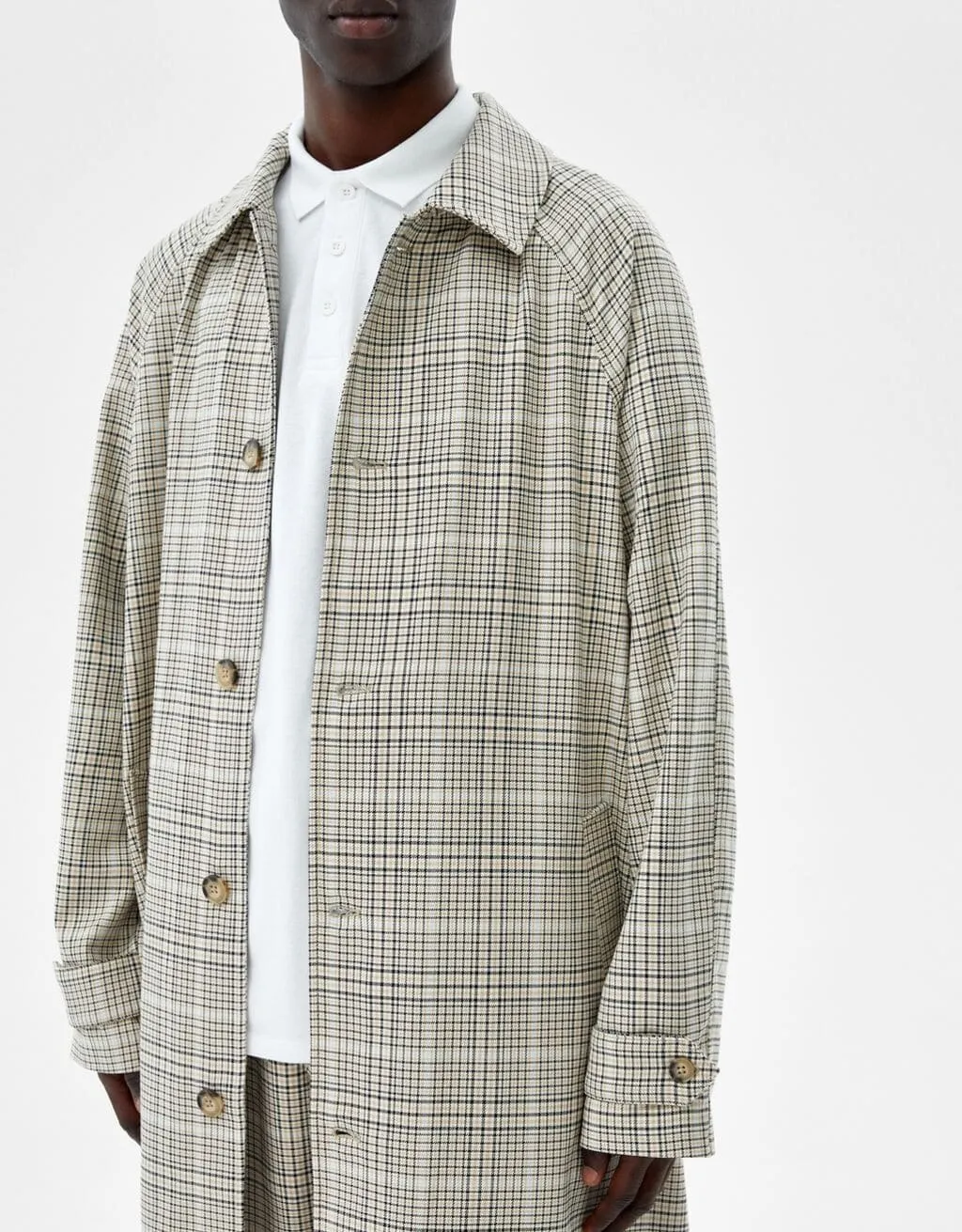 Karierter Trenchcoat · Camel