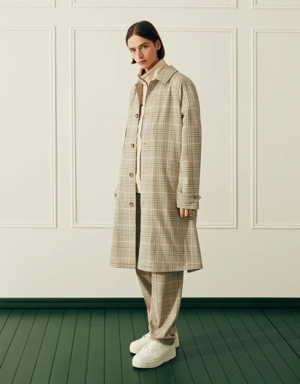 Karierter Trenchcoat · Camel