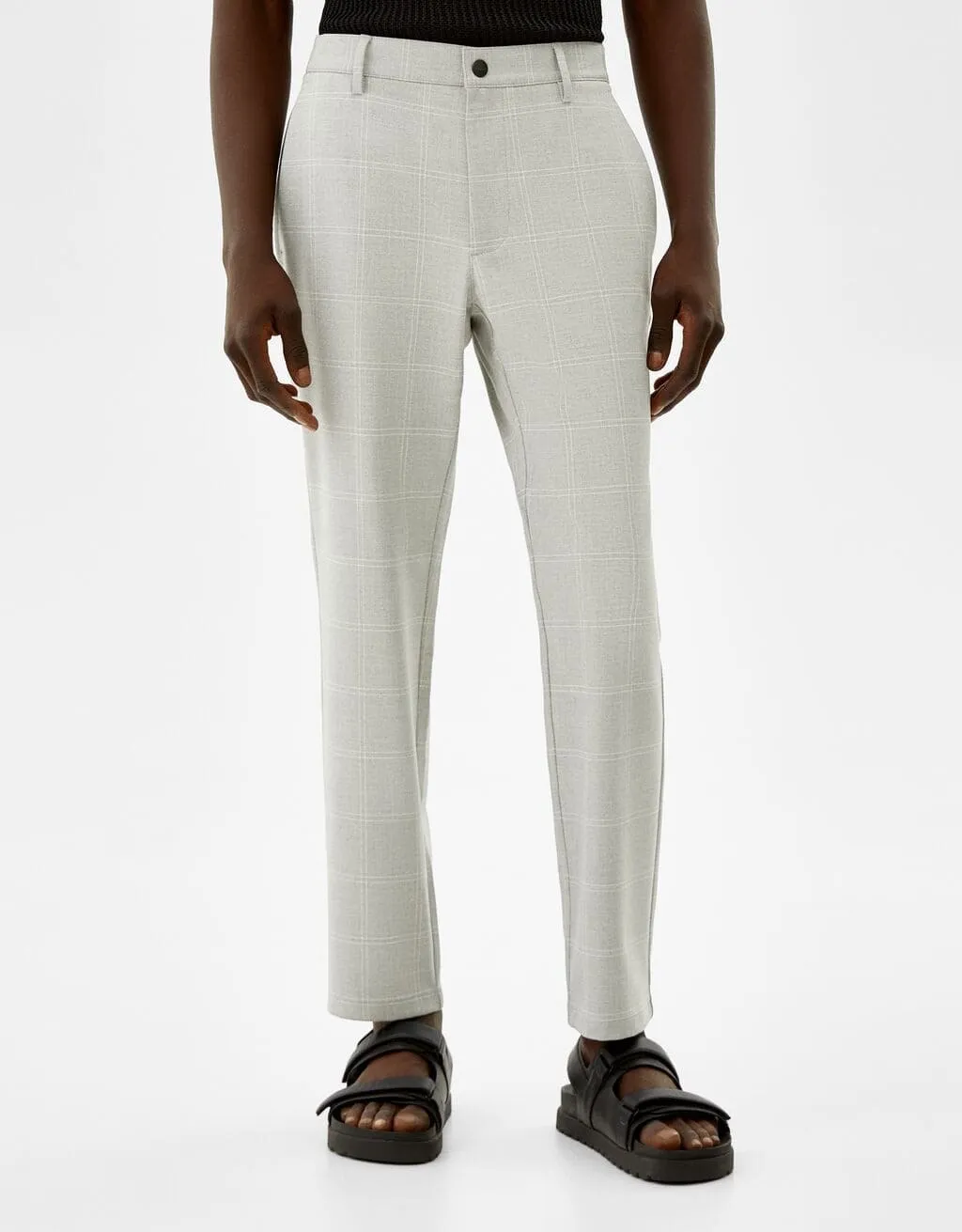 Eng geschnittene Slim-Fit-Hose mit seitlichem Gummizug · Grau