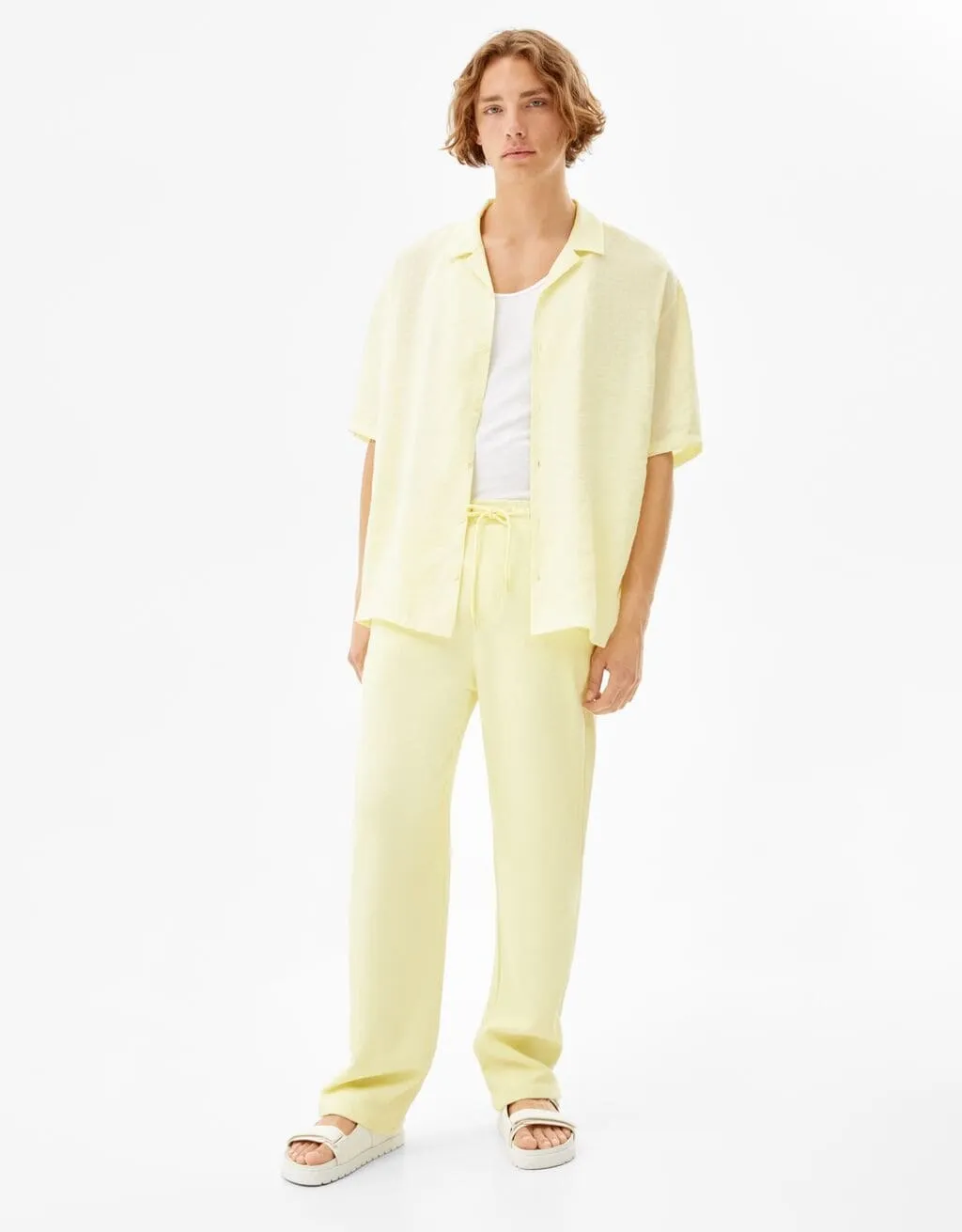 Wide-Leg-Joggerhose mit Textur · Senfgelb