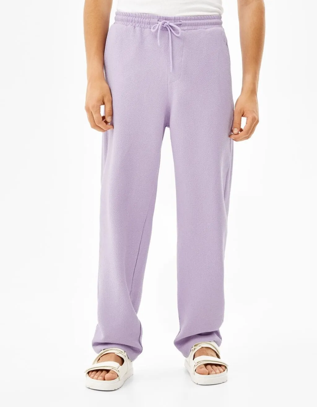 Wide-Leg-Joggerhose mit Textur · Flieder