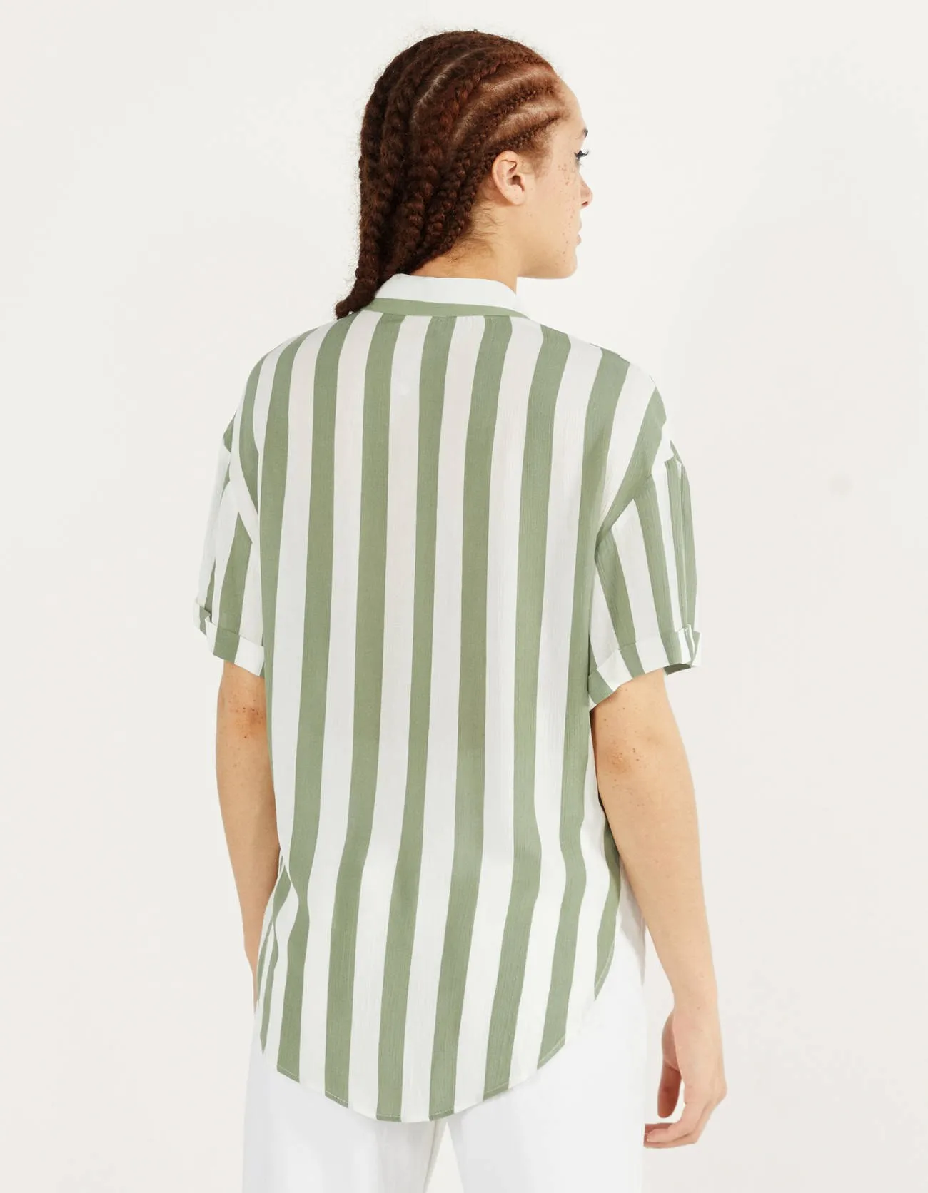 Gestreiftes Damen Hemd · Salbeigrün