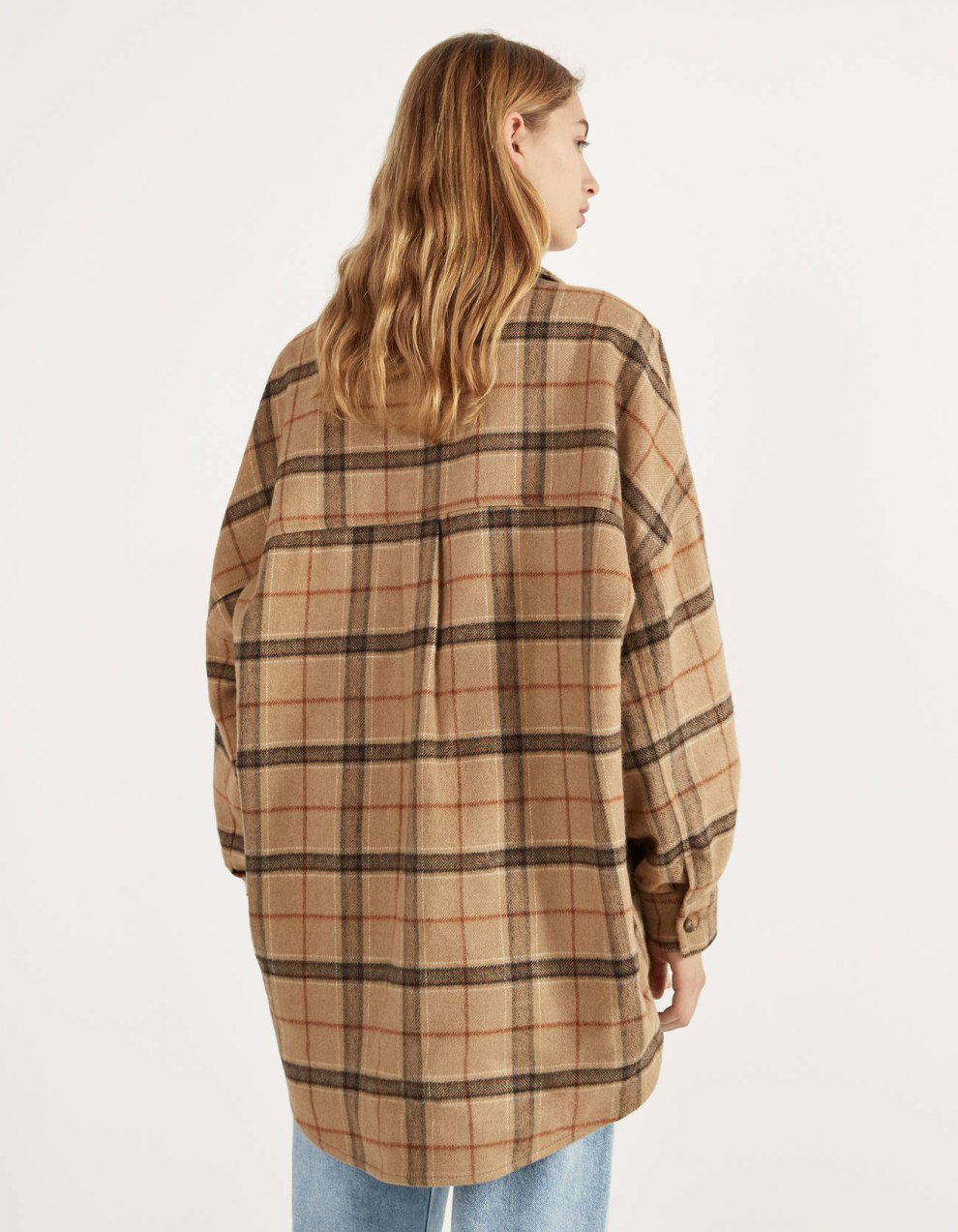Hemdjacke mit Karomuster · Beige