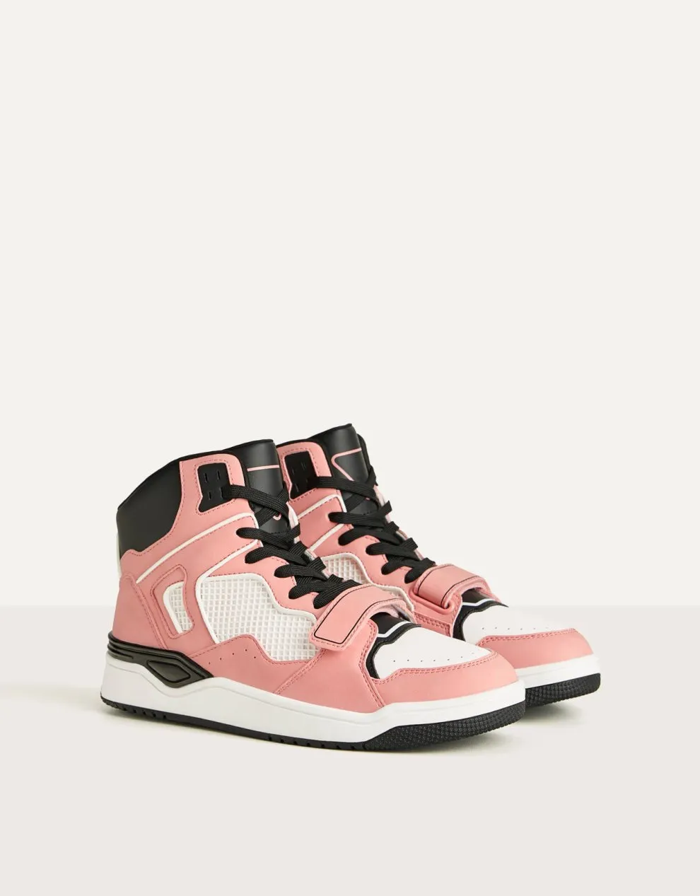 Hochgeschnittene, kombinierte Sneaker · Rosé
