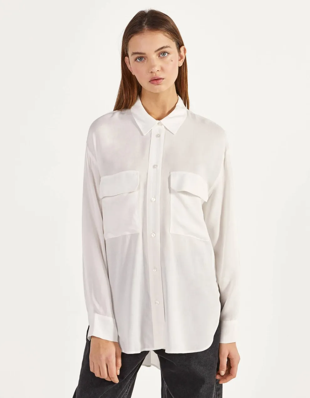 Weiße Oversize-Bluse aus Baumwolle · Weiß