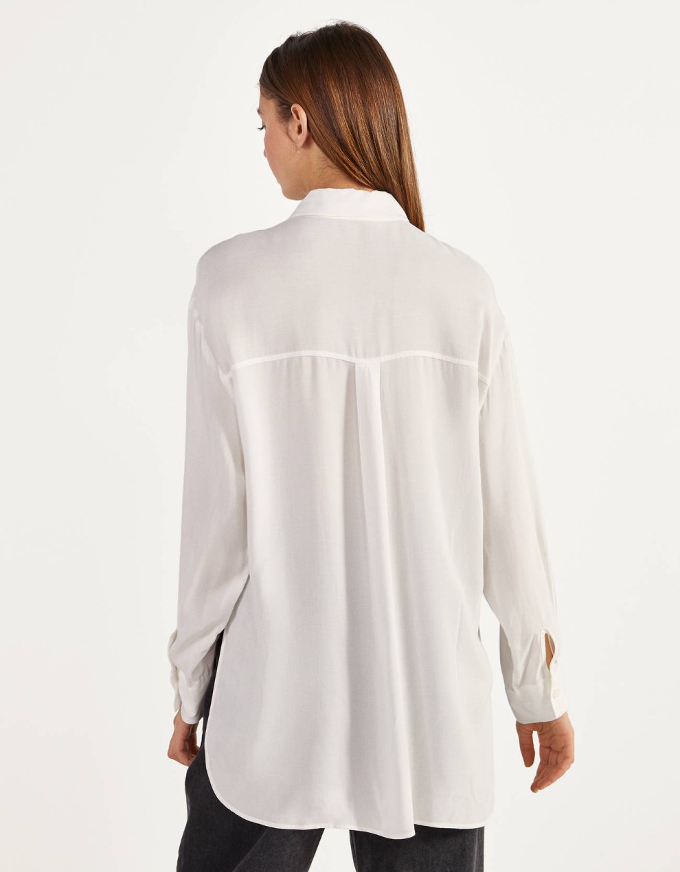 Weiße Oversize-Bluse aus Baumwolle · Weiß