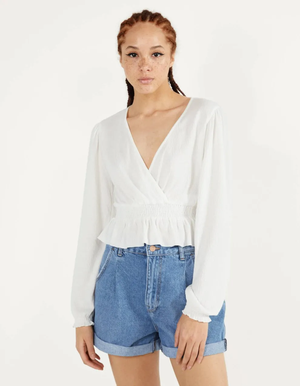 Elegante Bluse aus Baumwolle · Grau