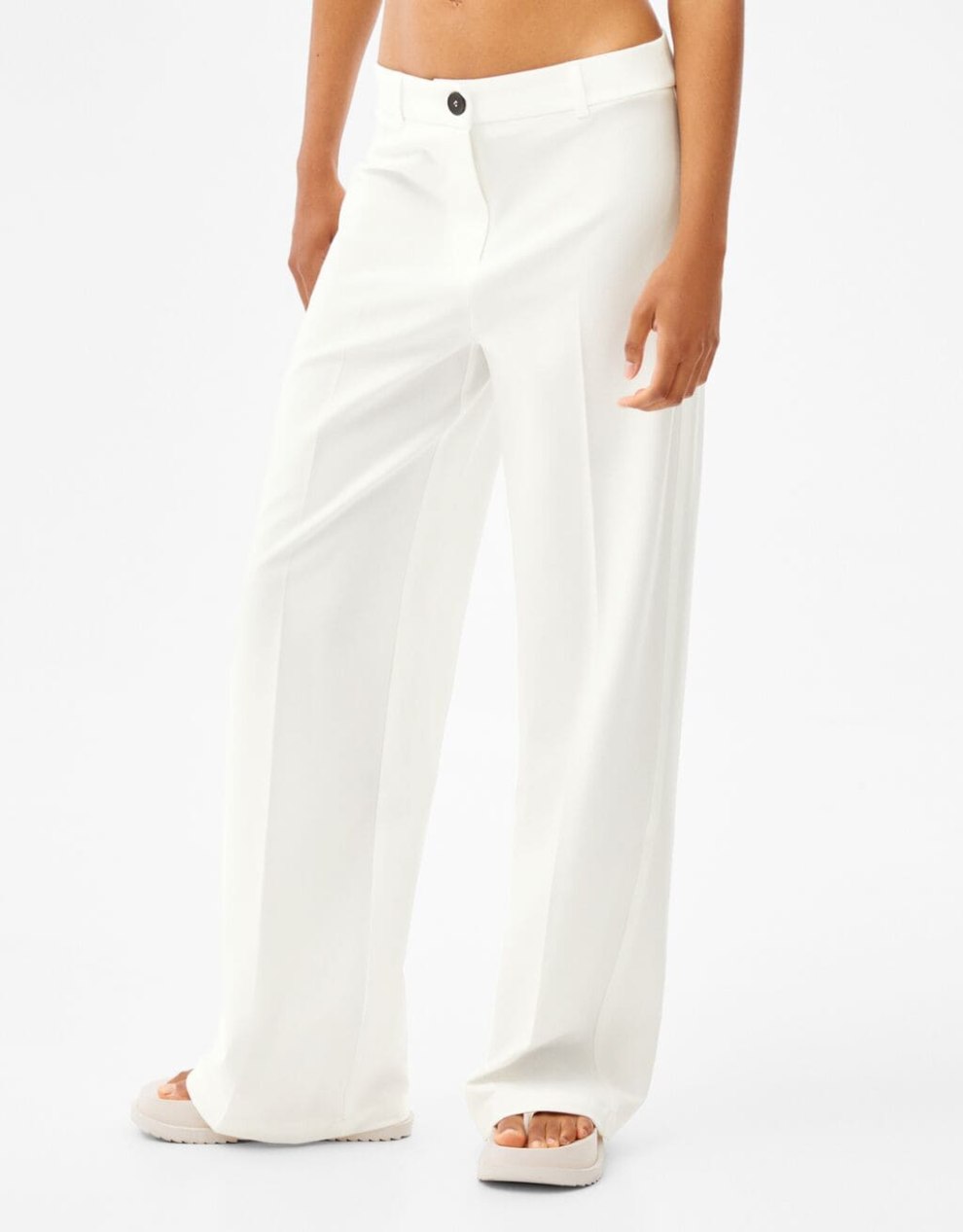 Wide-Leg-Hose mit Gürtelschlaufen · Weiß