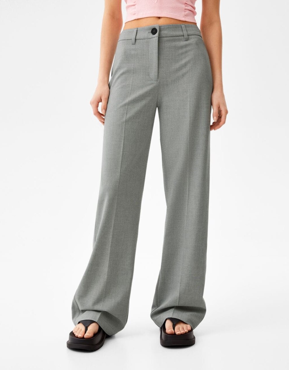 Wide-Leg-Hose mit Gürtelschlaufen · Grau