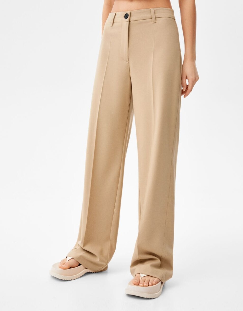 Wide-Leg-Hose mit Gürtelschlaufen · Camel