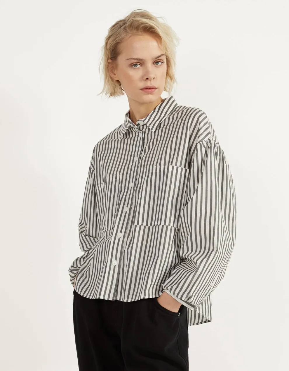 Gestreiftes Damen Hemd · Weiß