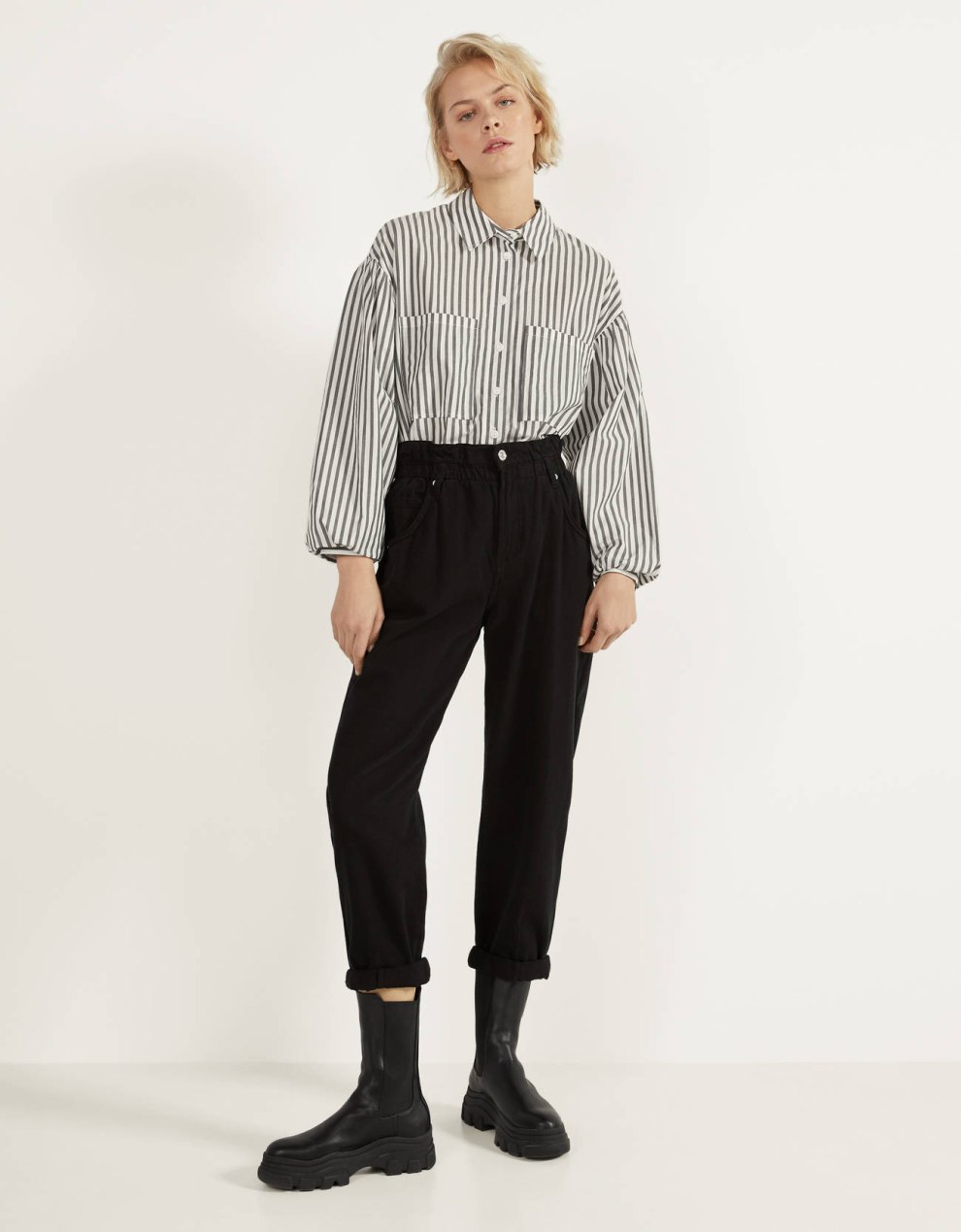 Gestreiftes Damen Hemd · Weiß