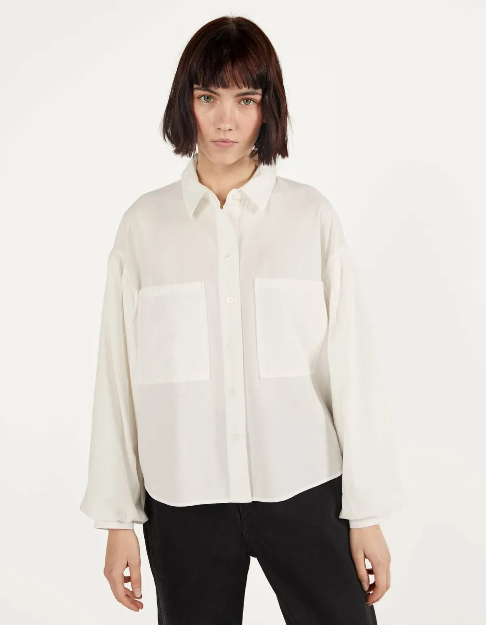 Klassische Bluse aus Baumwolle · Weiß