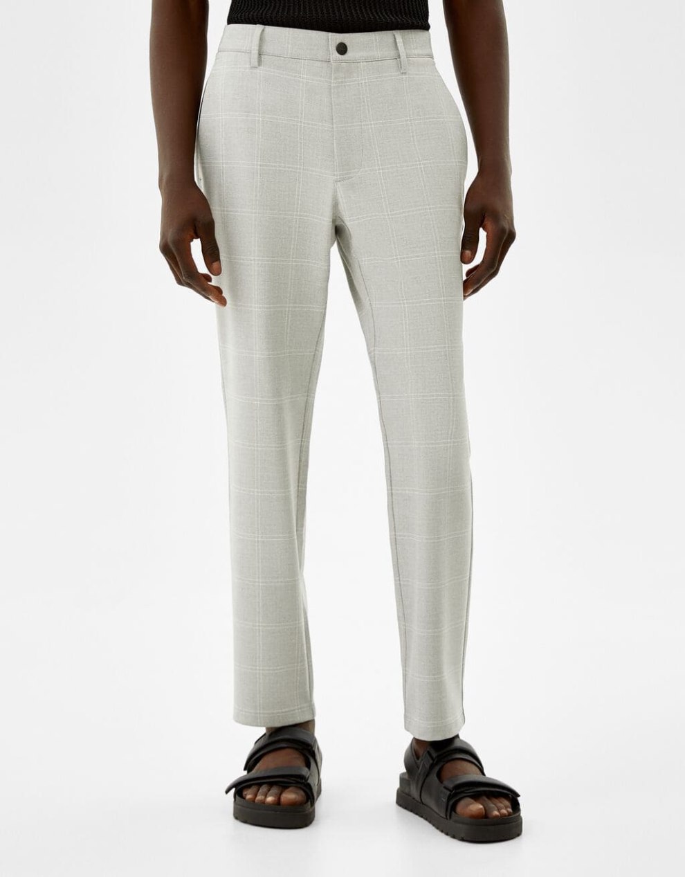 Eng geschnittene Slim-Fit-Hose mit seitlichem Gummizug · Grau
