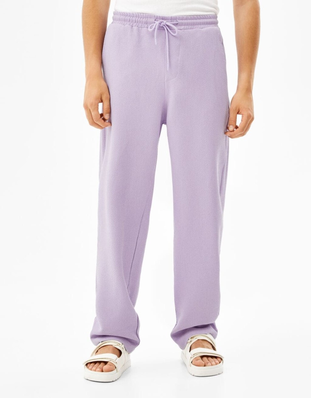 Wide-Leg-Joggerhose mit Textur · Flieder